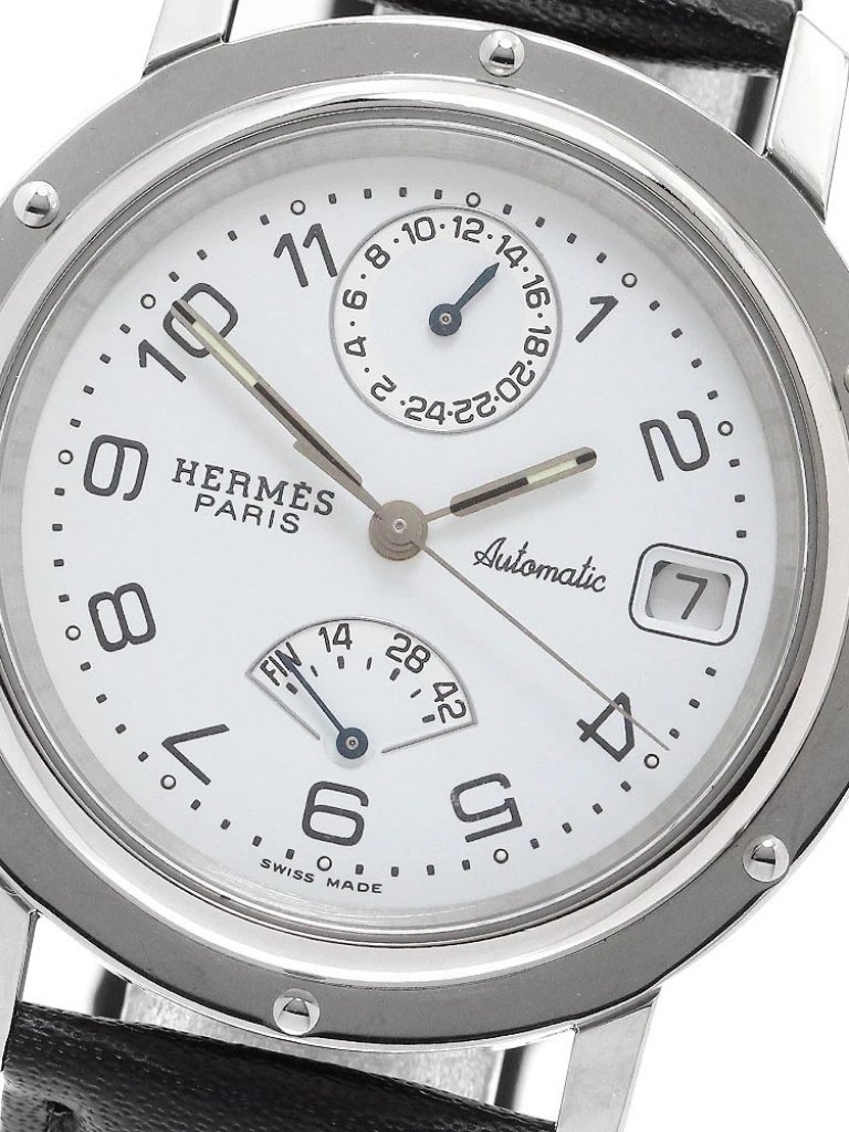 Hermes Clipper Cl5710 Date Gmt White Dial Automatic Mens Watch891034